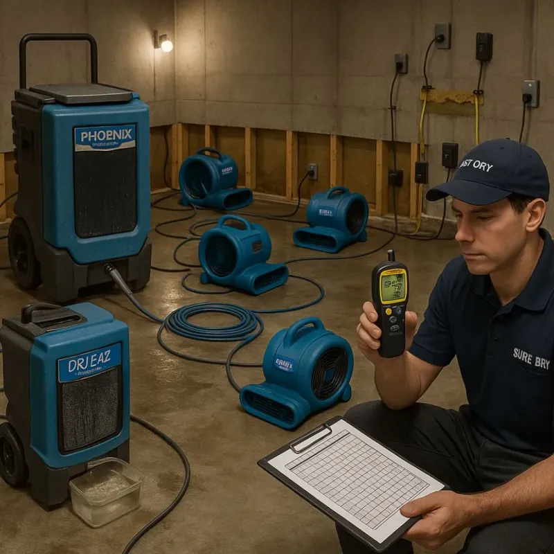 Structural Drying and Dehumidification process in Heritage Village, CT